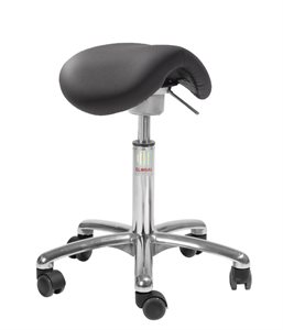 GLOBAL Sadelstol - Mini Alu 50 Flex m/sort Kunstlæder sæde (53 - 72 cm.)