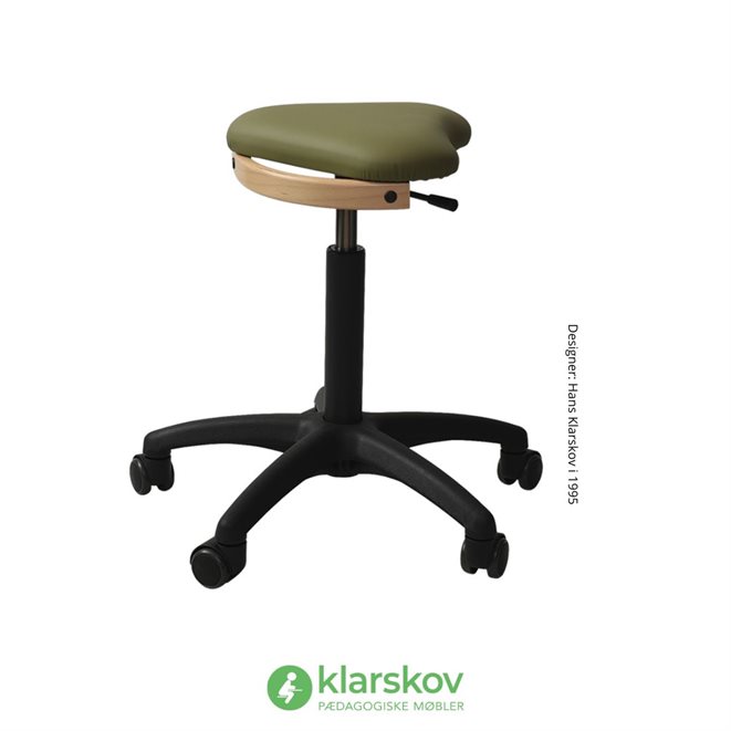 Ergoret lav arbejdsstol m/vaskbart sæde str. 35-43 cm. (olive haku betræk)
